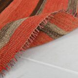 Turkish Red & Brown Striped Vintage Kilim Rug, 87x127Cm