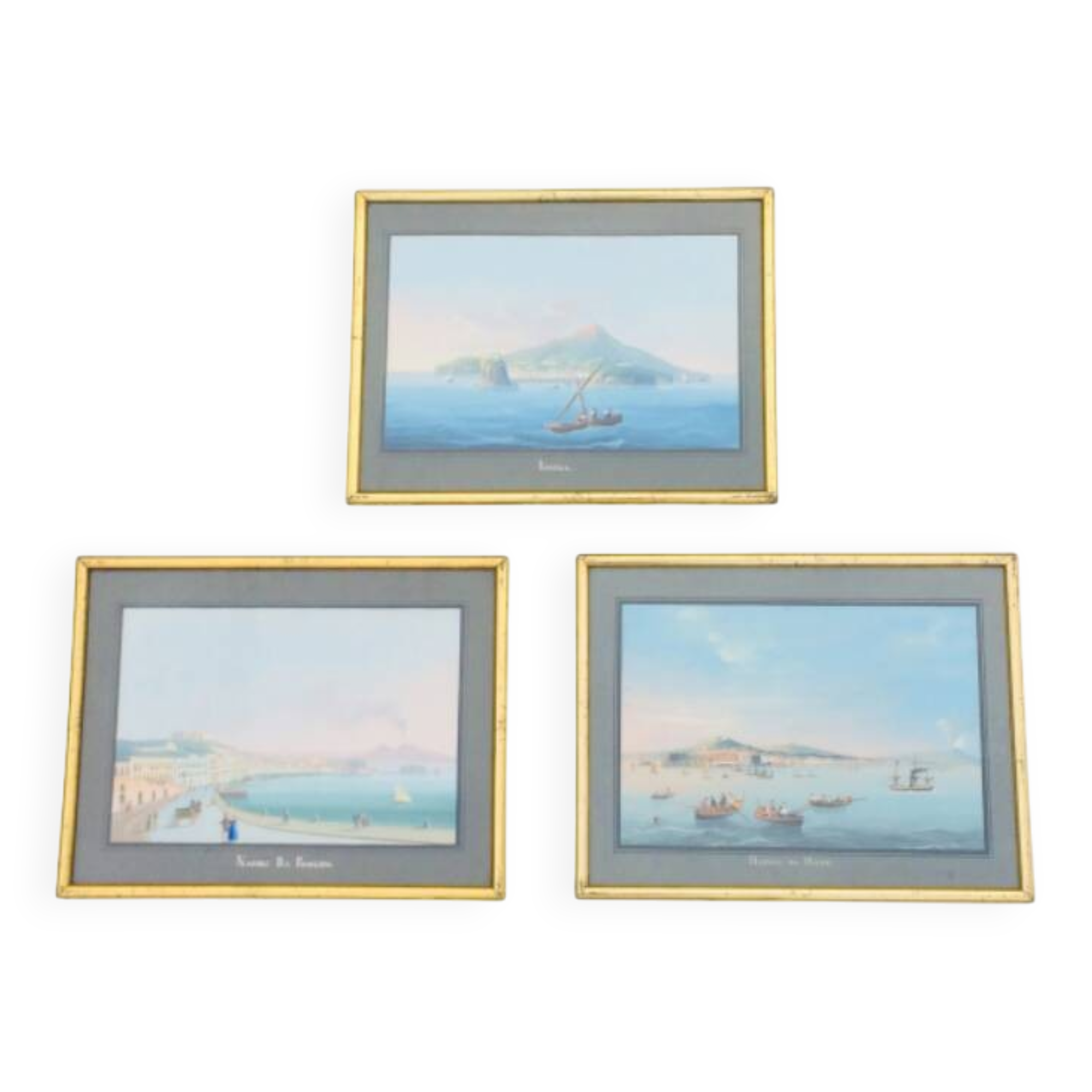 Neapolitan gouaches: View of Naples. 19th century. Giuseppe Scoppa (attributed)