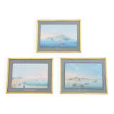 Neapolitan gouaches: View of Naples. 19th century. Giuseppe Scoppa (attributed)