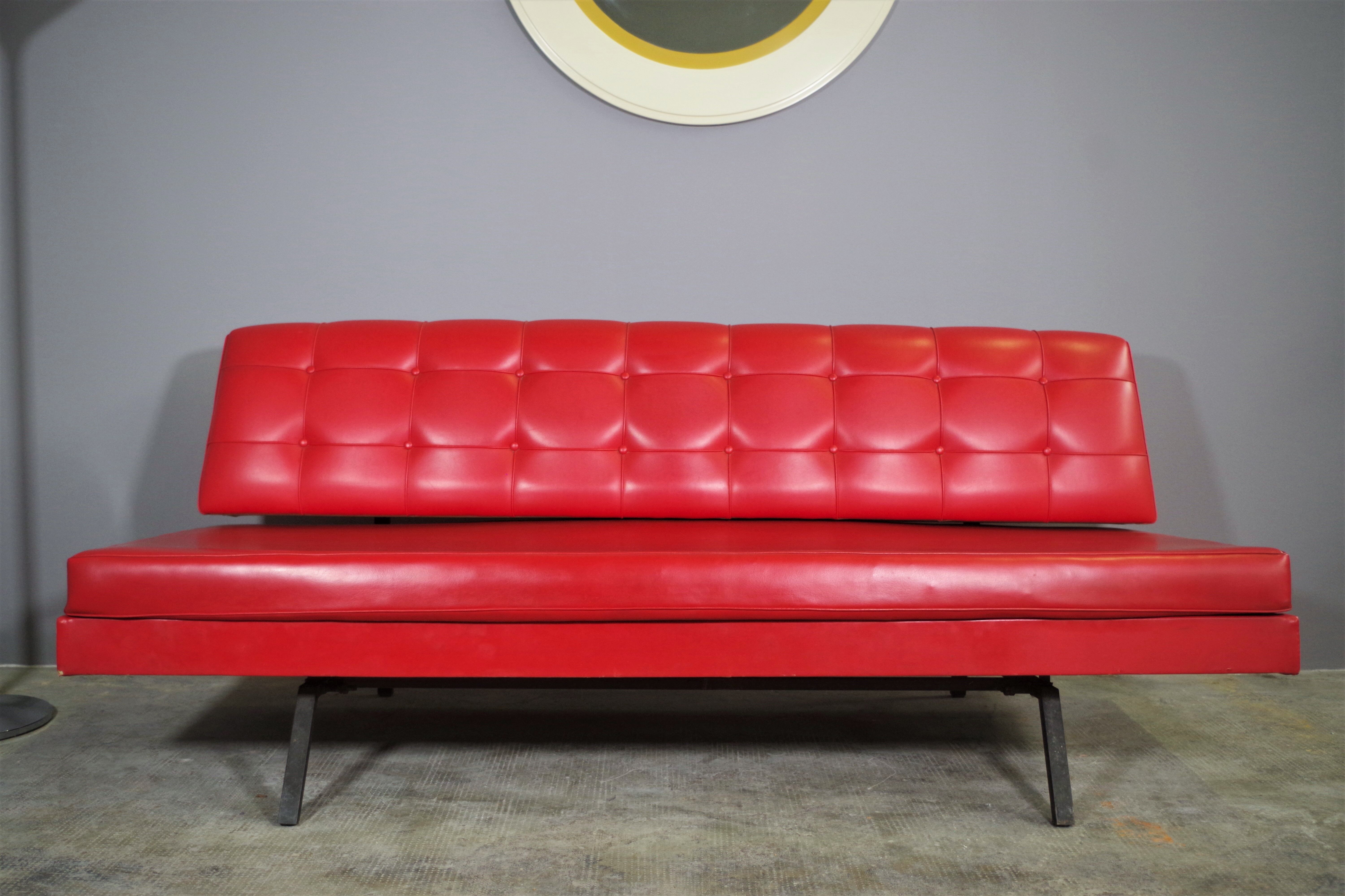 Red leatherette sofa, 1970s