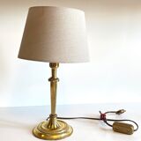 Lamp solid brass and vintage fabric