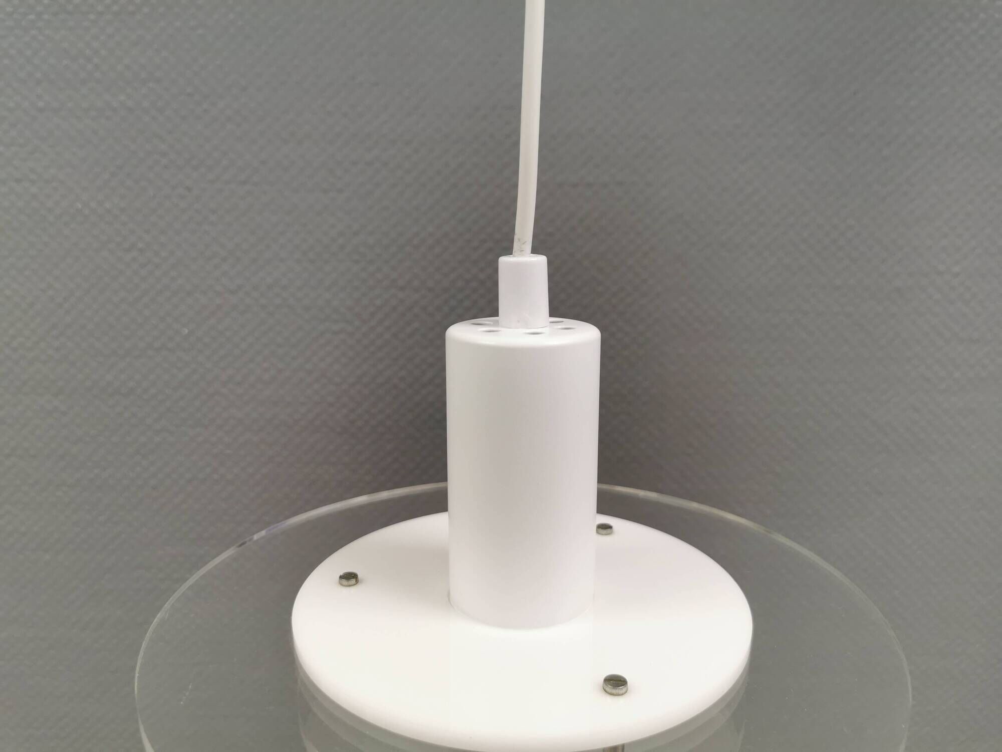 Small Space Age hanging lamp made of plexiglass. Denmark 1980s