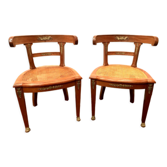 Pair of mahogany armchairs in Empire XXth century style
