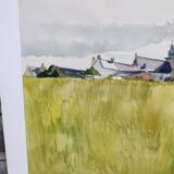 Watercolor by Michel Roubille, Saint Colomban 1978