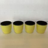 4 old eggcups yellow and black Emsa