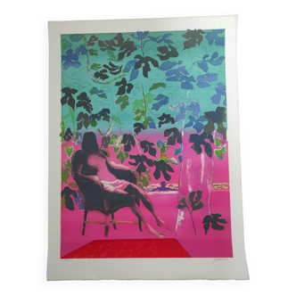 Femme en rose original hand-signed lithograph Paul Guiramand