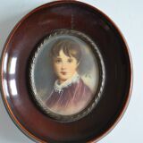 Miniature portrait of a young boy, framed and under glass