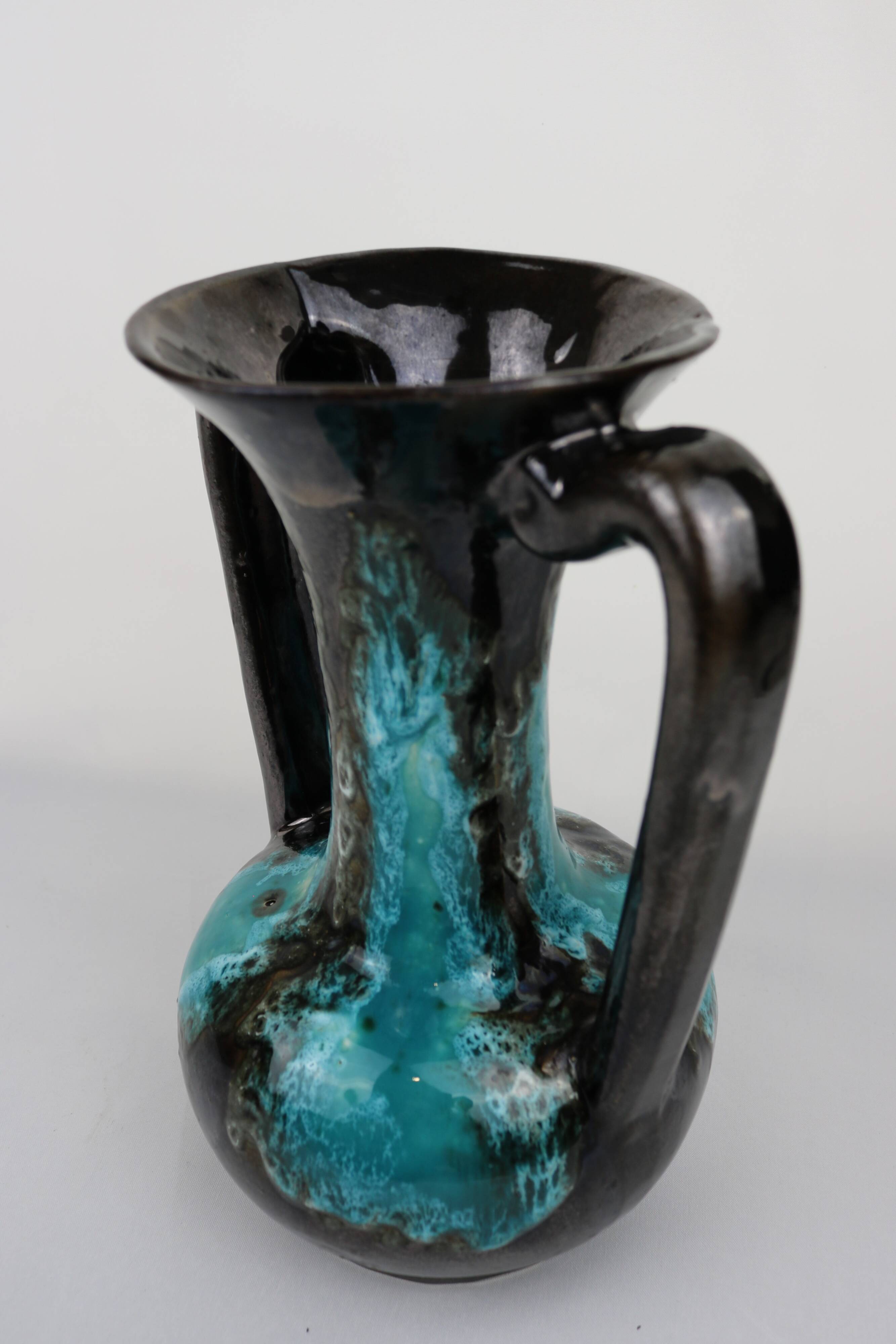 Vallauris Blue Fat Lava Vases