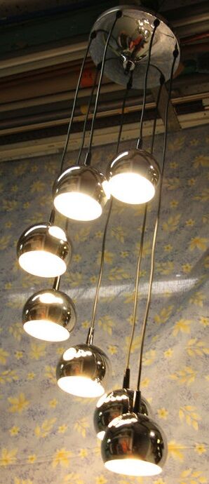 Waterfall hanging lampsusp with 7 chrome balls