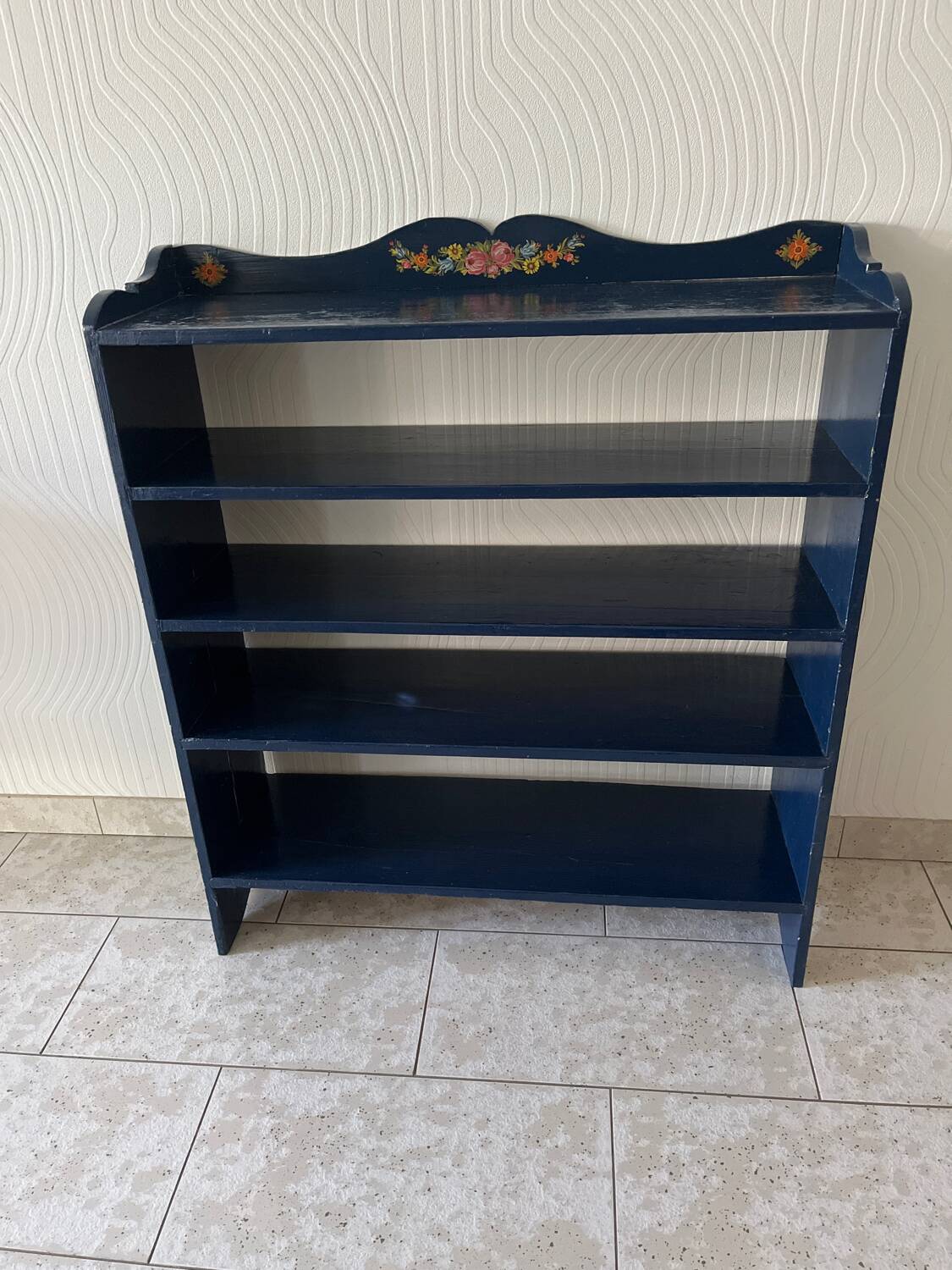 Vintage midnight blue bookcase shelf