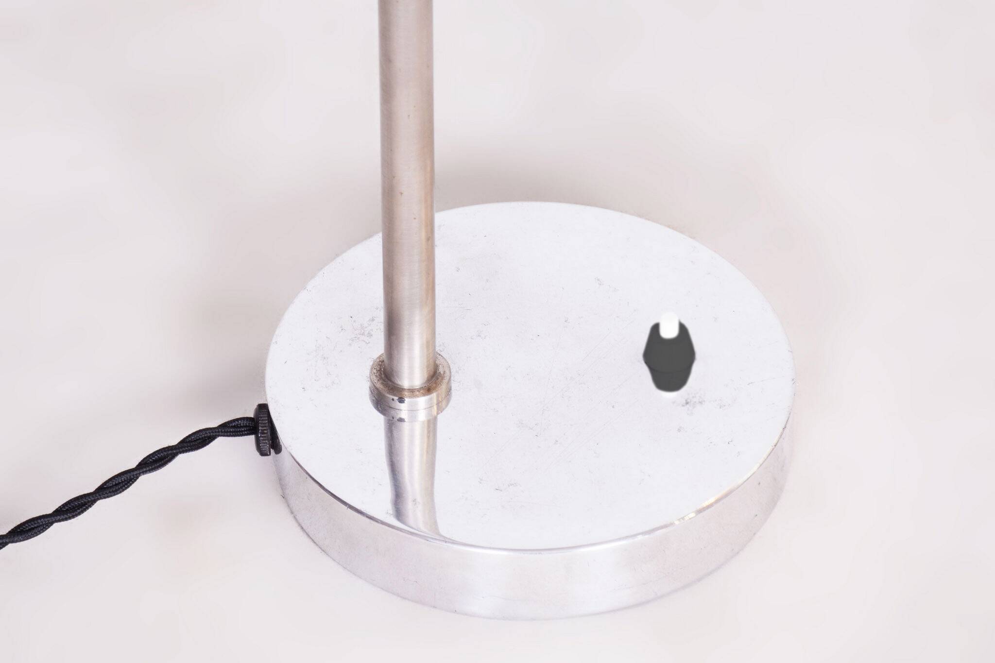 Restored Bauhaus Table Lamp, New Electrification, Chrome, Czech, 1930s