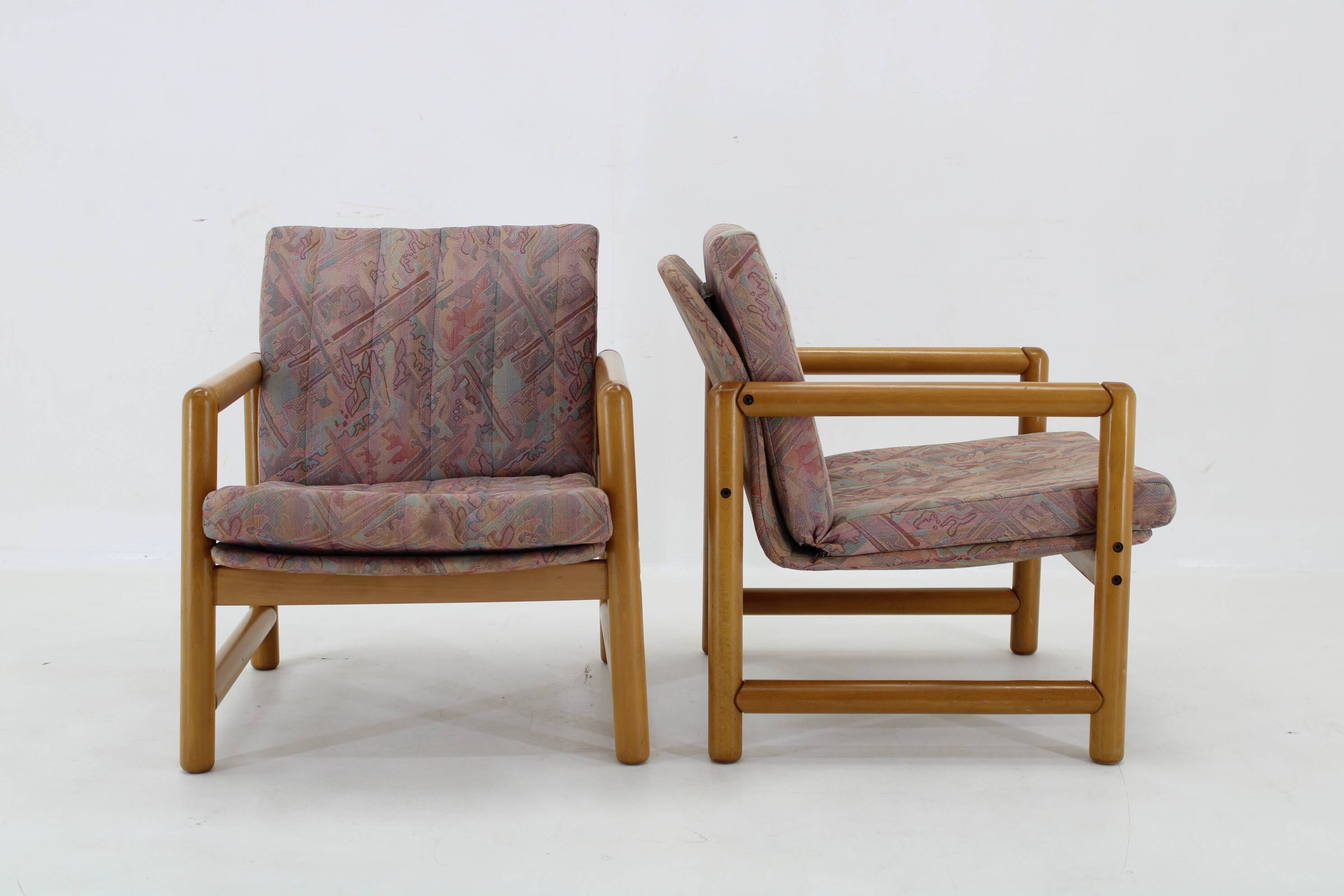 1970s Pair of Beech Armchairs and Coffee Table  by TON, Czechoslovakia