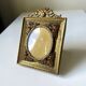 Cadre en métal antique en laiton doré cadre 10,5 cm x 9 cm verre convexe