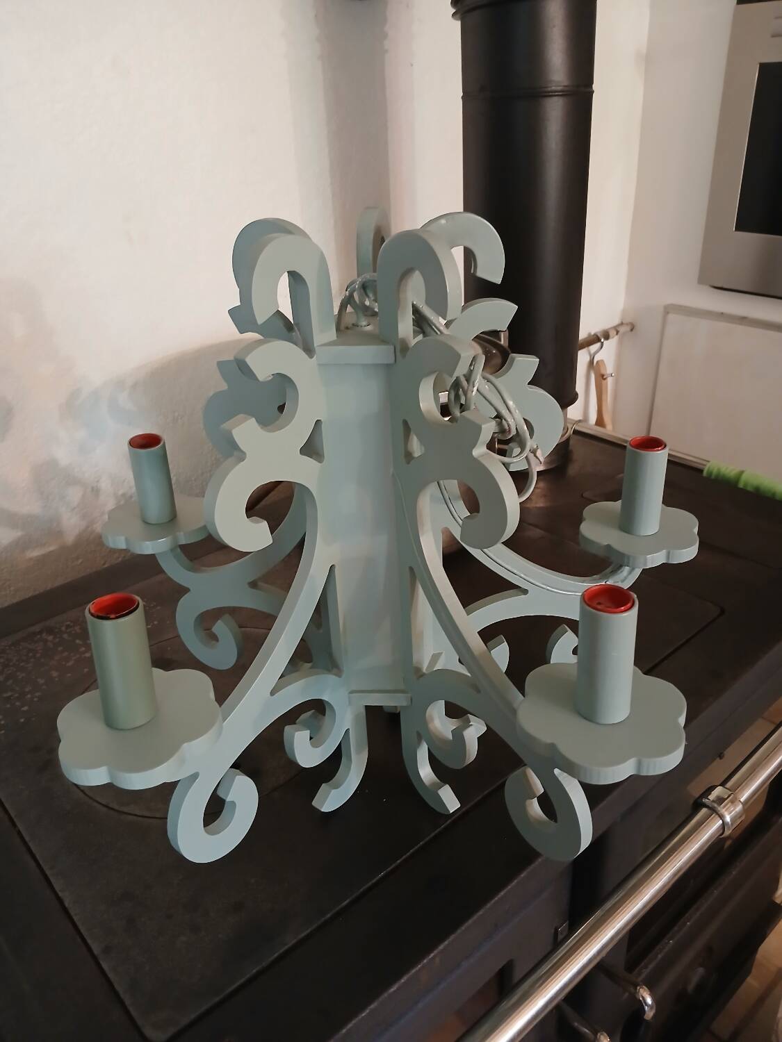 Gustavian style wooden chandelier