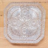Square tray in Bohemian crystal, hand carved.
