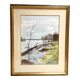 Tableau / Belle Aquarelle signée L. FISCHER 8.89 , paysage au bord du fleuve