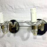 Pair of glass and mirror sconces