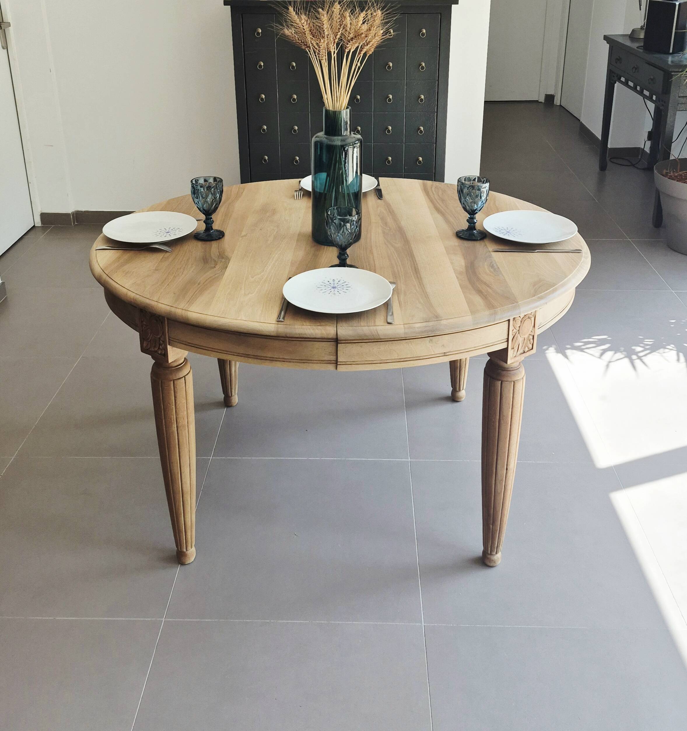 Table ronde extensible art déco