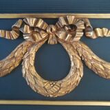 Trumeau louis XVI style mirror in black and gold stucco