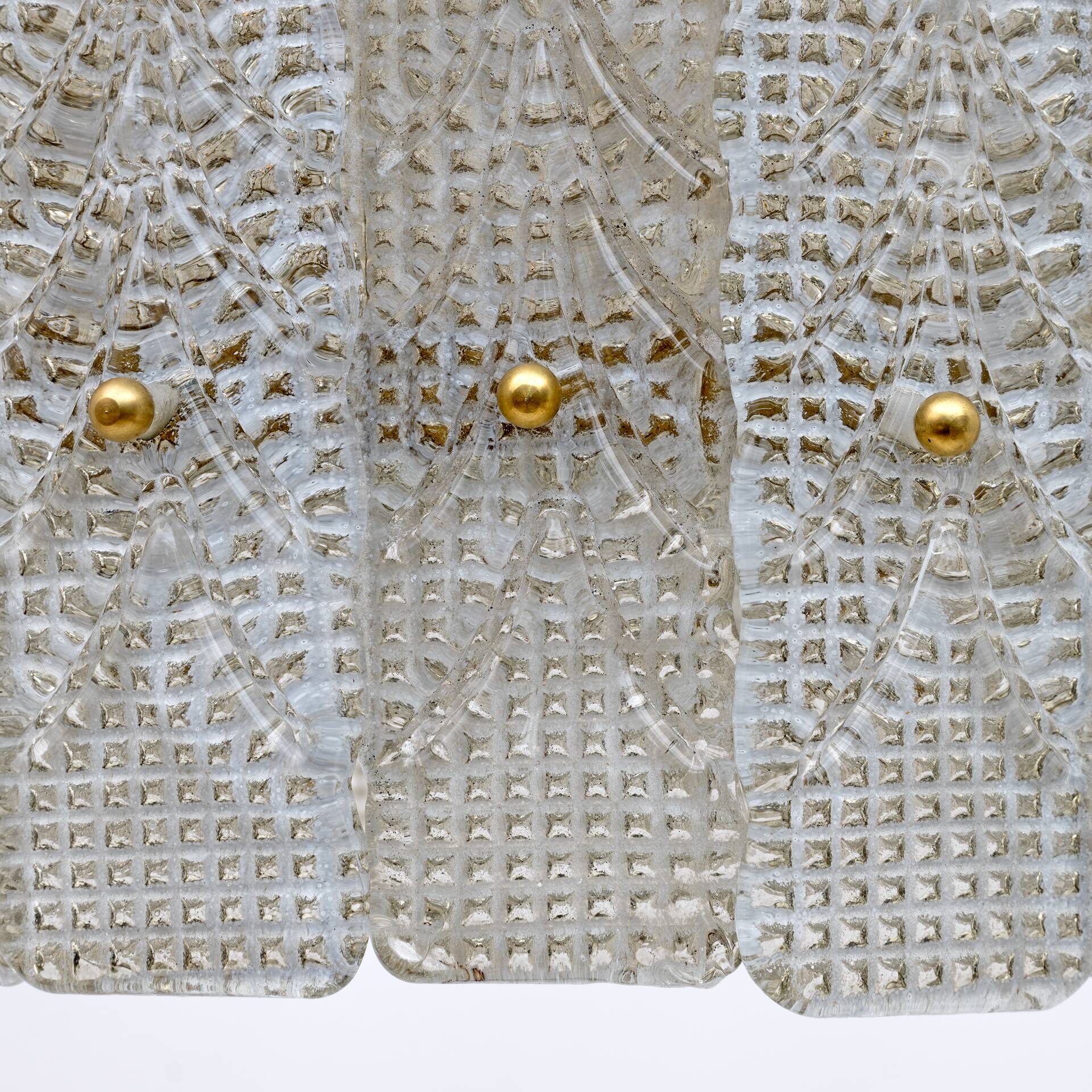 Barovier & Toso Art Dèco Style Brass Murano Glass Lantern Chandelier