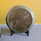 10 vintage green glazed porcelain gourmet plates, 1960s
