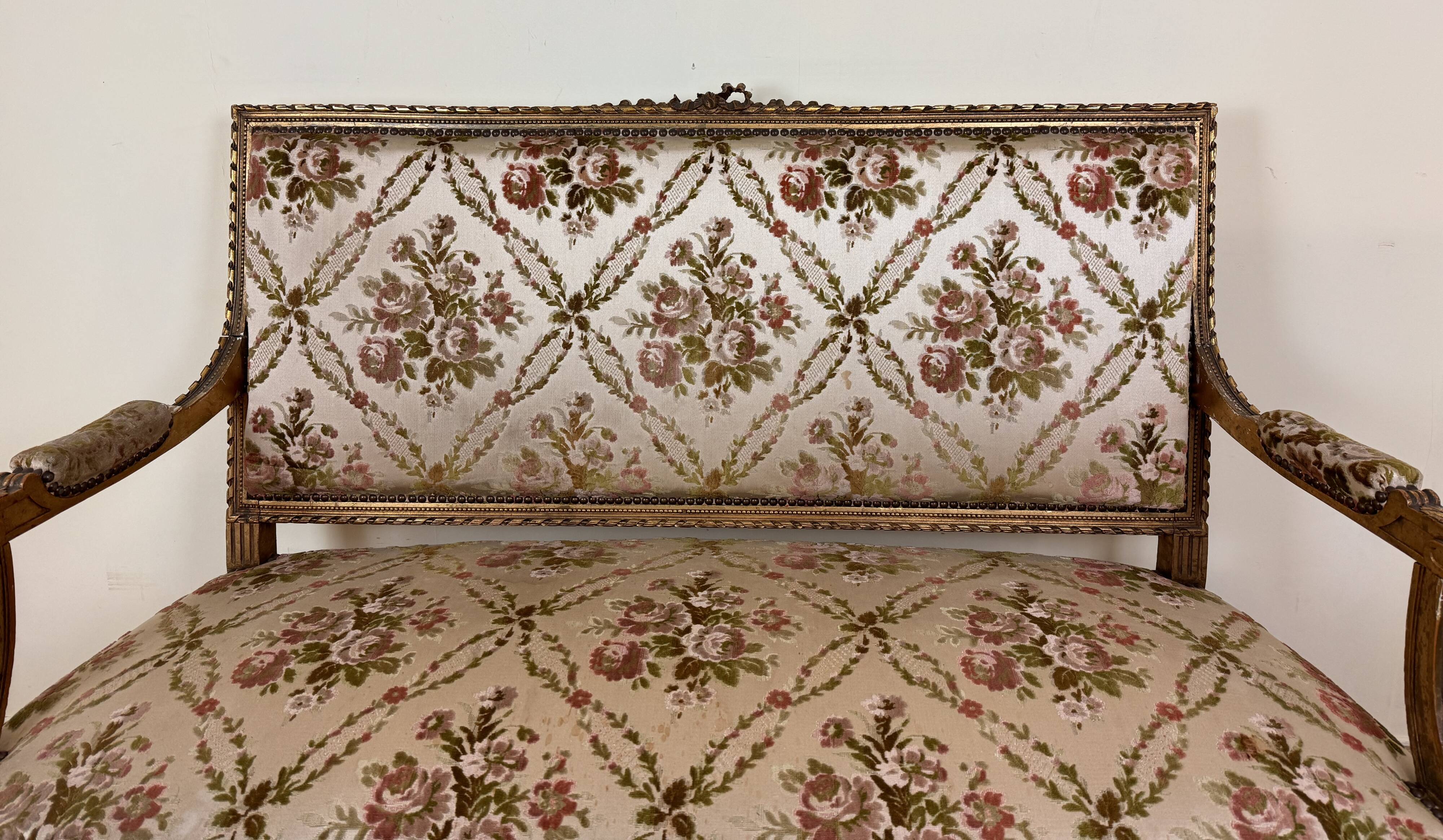 Louis XVI Style Bench In Golden Wood, mid-19th century