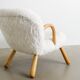DANISH "CLAM CHAIR" BY ARNOLD MADSEN IN WHITE SHEEPSKIN, 1940s