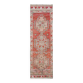 Tapis coureur vintage turc en laine et coton noué à la main des années 1970, 90x307.