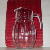 Vintage transparent molded glass carafe with handle