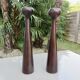 Pair of large Scandinavian teak candlesticks, vintage 1960.
