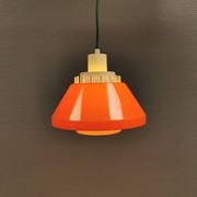 An orange pendant lamp made from hard-pressed ABS plastic. Denmark 1970s