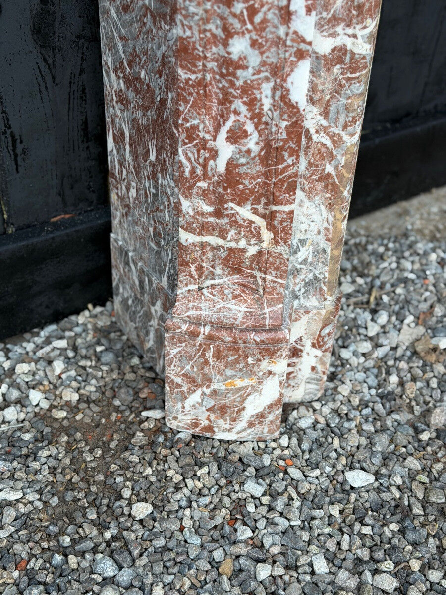 Louis XV style fireplace in grey Ardennes marble, circa 1880.