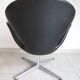 Swan armchairs in black leather by Arne Jacobsen for Fritz Hansen