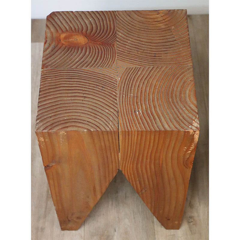 Pair of brutalist stools in solid fir