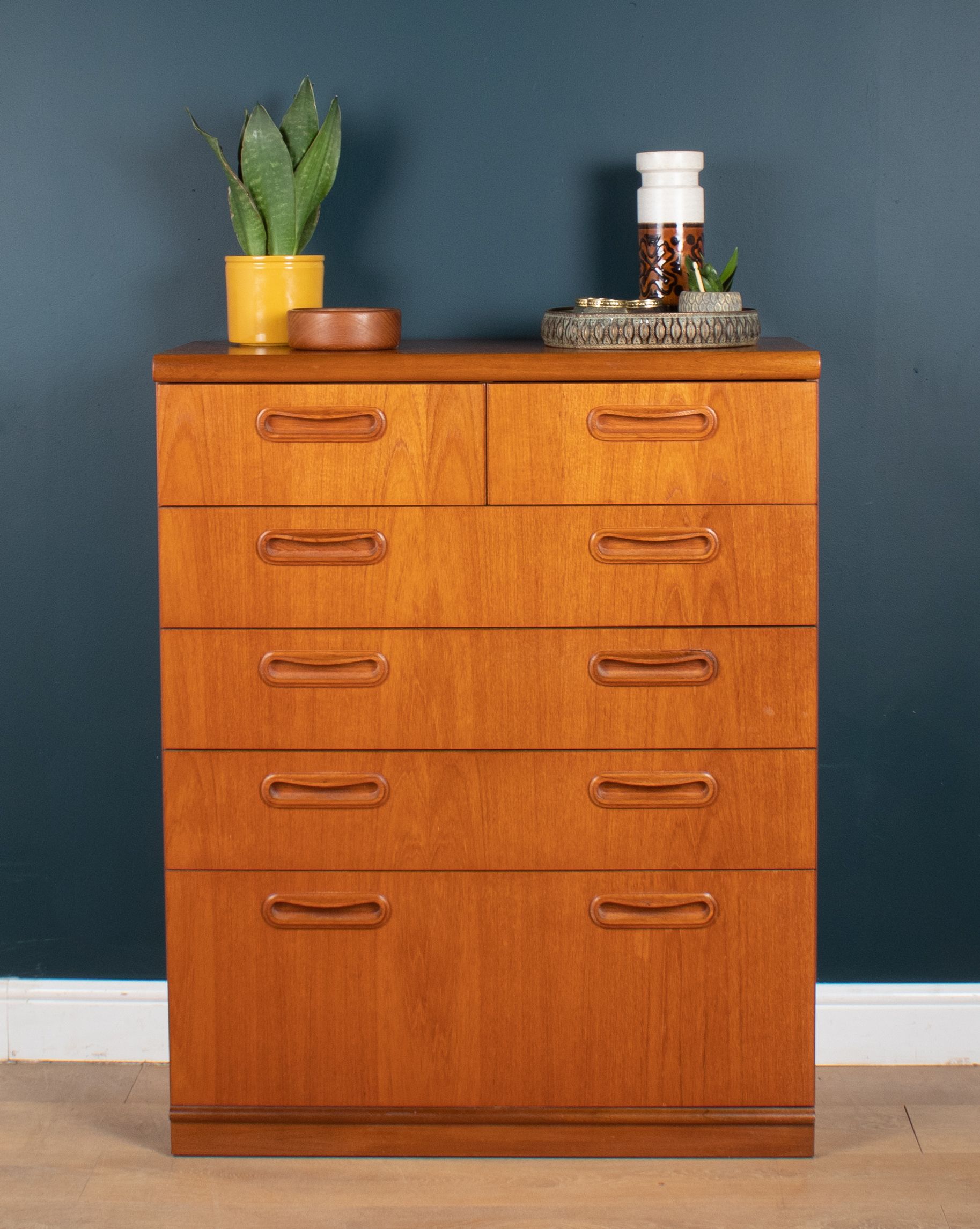 Restored Teak 1960s Retro 2 Over 4 Tall Chest Of Drawers By Meredew