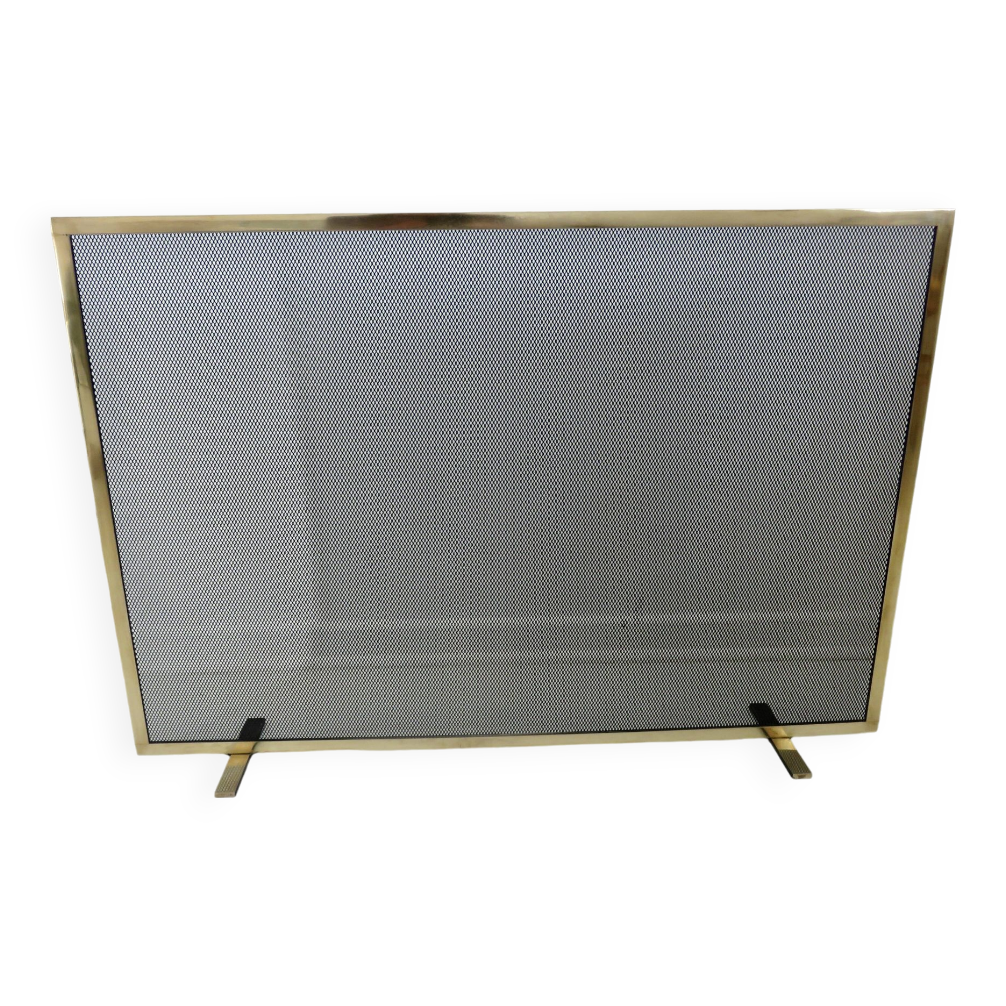Fire screen for minimalist fireplace, modernist, 1970, brass