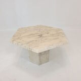 Set of 3 Italian Carrera Marble Side Tables, 1980s