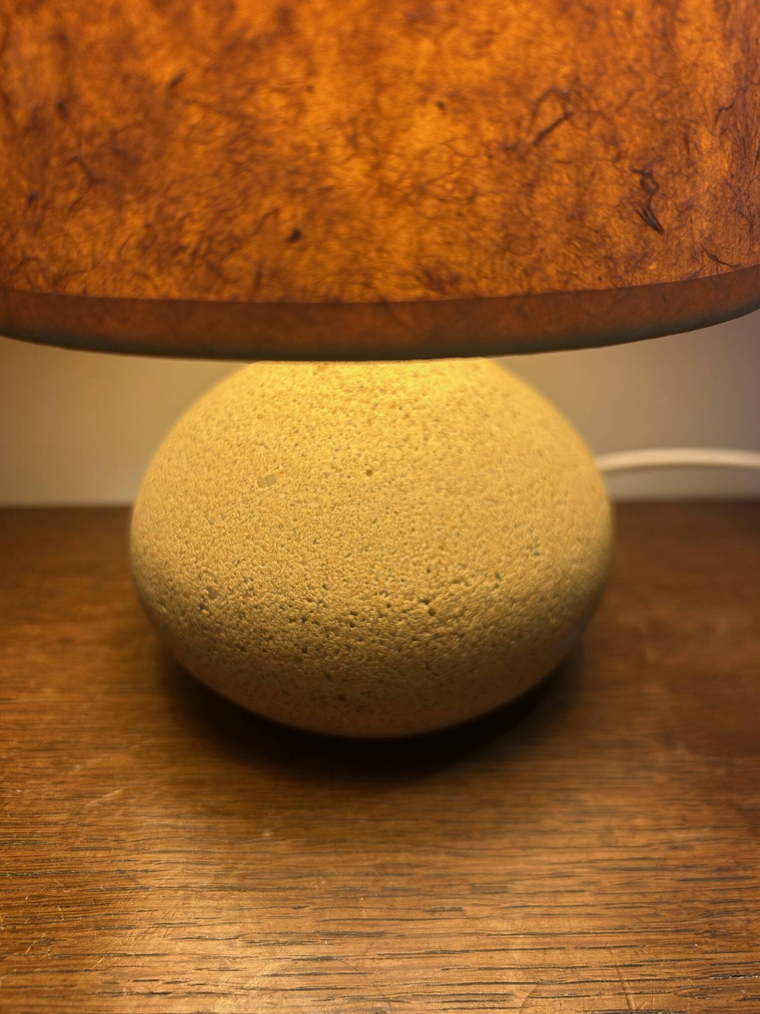 stone lamp with its lampshade in dried flowers 1970