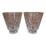 2 large Arlequin water glasses in Reims crystal glass 1950