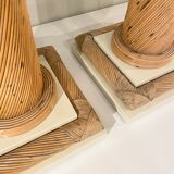 pair of columns in rattan and laque