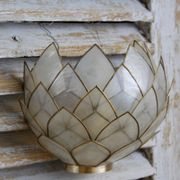 Wall mounted wall light down Pearl and brass, vintage
