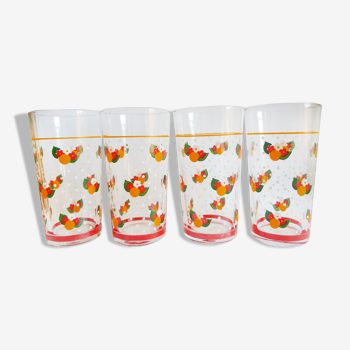 Lot de 4 verres à eau fleuris vintage