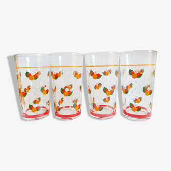 Set of 4 vintage floral water glasses