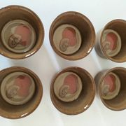 6 Denby stoneware ramekins with mushroom design - 1970s