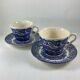 Tasses à thé et Sous-Tasses English Ironstone England bleu