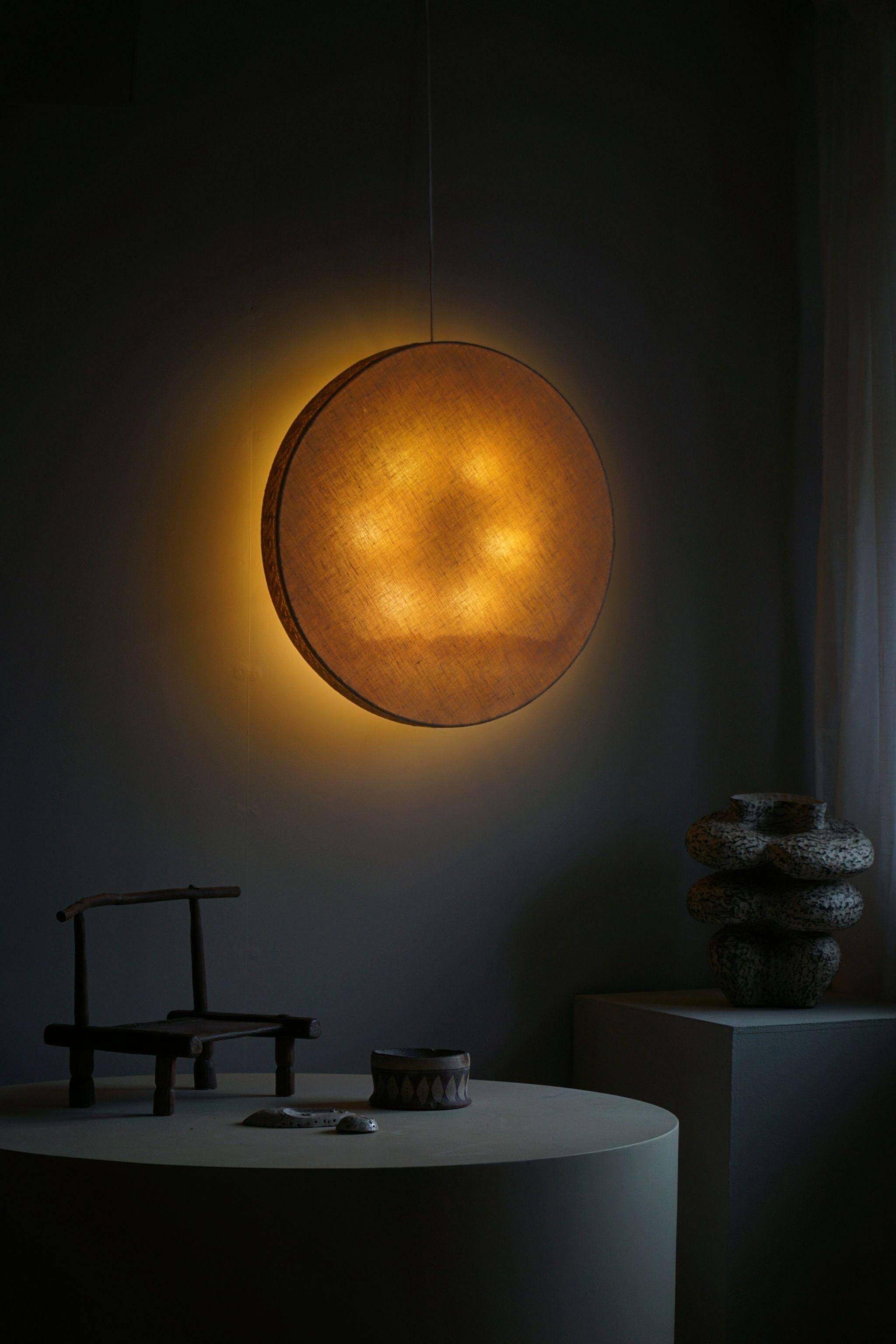 Mid-century Scandinavian Swedish, Ceiling light / Wall sconce in linen, 1950s