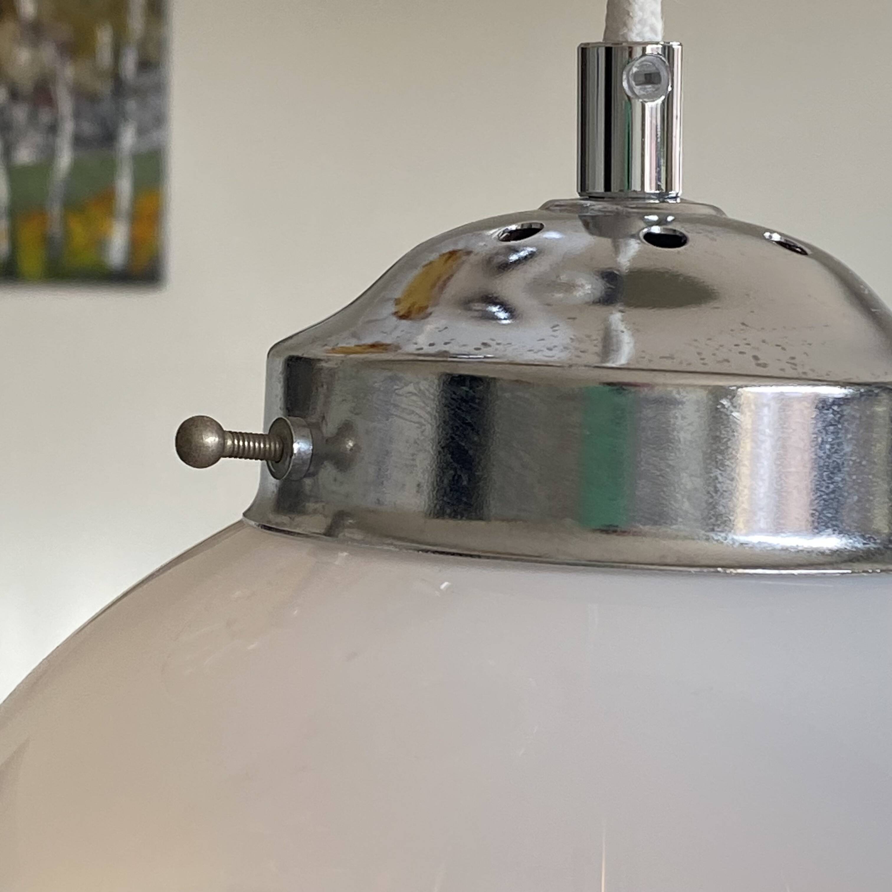Lustre suspension cascade 3 glass globes Murano Mazzega
