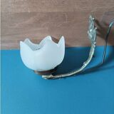 Pink tulip lamp wall light glass paste cast iron base patinated metal