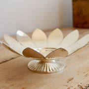 Vintage silver-plated metal dish in the shape of a flower - Decorative catch-all tray