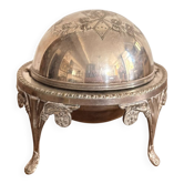Dôme Service Caviar Beurrier Cloche Métal Argenté Anglais Made England